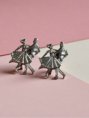 Vintage Square Dance Clip-On Earrings